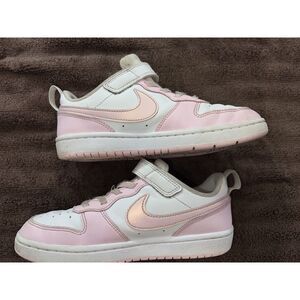 Nike Court Borough Low White and Pink Youth Size 1Y